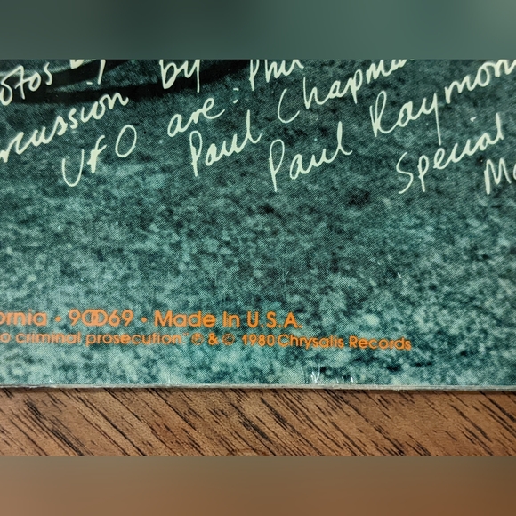 1980 UFO "No Place to Run" Vinyl Record - Picture 3 of 3